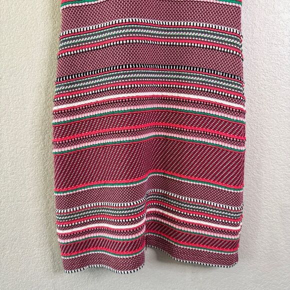 Anthropologie Aldo Martins Alice Stripe Knit Dress Womens Medium Pink Red Ruffle - Picture 12 of 15
